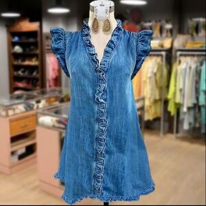 Blue Denim Ruffle Dress